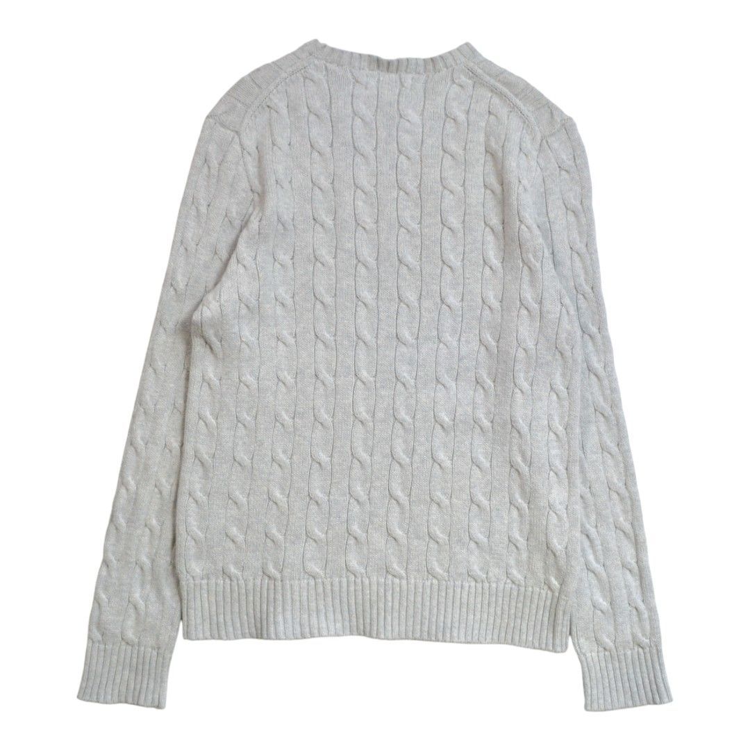 Ralph Laurenラルフローレン コットン混 胸ポニー刺繍 ケーブルニット