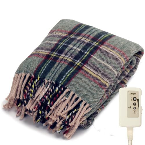 布 新品】ライフジョイ 電気ひざ掛け 日本製 グリーン チェック柄 120cm