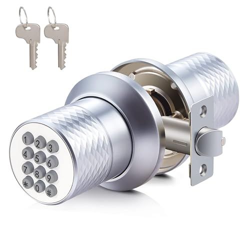 uyoyous スマートロック 電子キーパッド付き デジタルドアノブ 暗号化機能 自動ロック バックアップメカニカルキー USB緊急充電 簡単取り付け デジタルドアロック cdce 9575