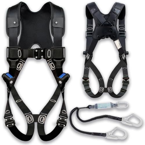 Blessing YC フルハーネス 安全帯 新規格 墜落制止用器具 安全帯フルハー 2丁掛け 全方位保護フルハーネス ランヤード一体型セット ワンタッチバックル アジャスタブルノブ 落下防止 TIIS技術認証 全身保護 電気工事 b 6 c 4 ea 1