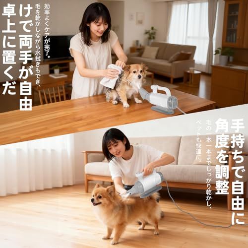 犬ドライヤー ハンズフリー ペットドライ NTC温度制御システム 過熱保護 温度風量調節 ４種類ノズル付き 超大風量 マイナスイオン 日本語取扱説明書付き サロン|家庭用|旅行|プレゼント 707 ca 3 dd