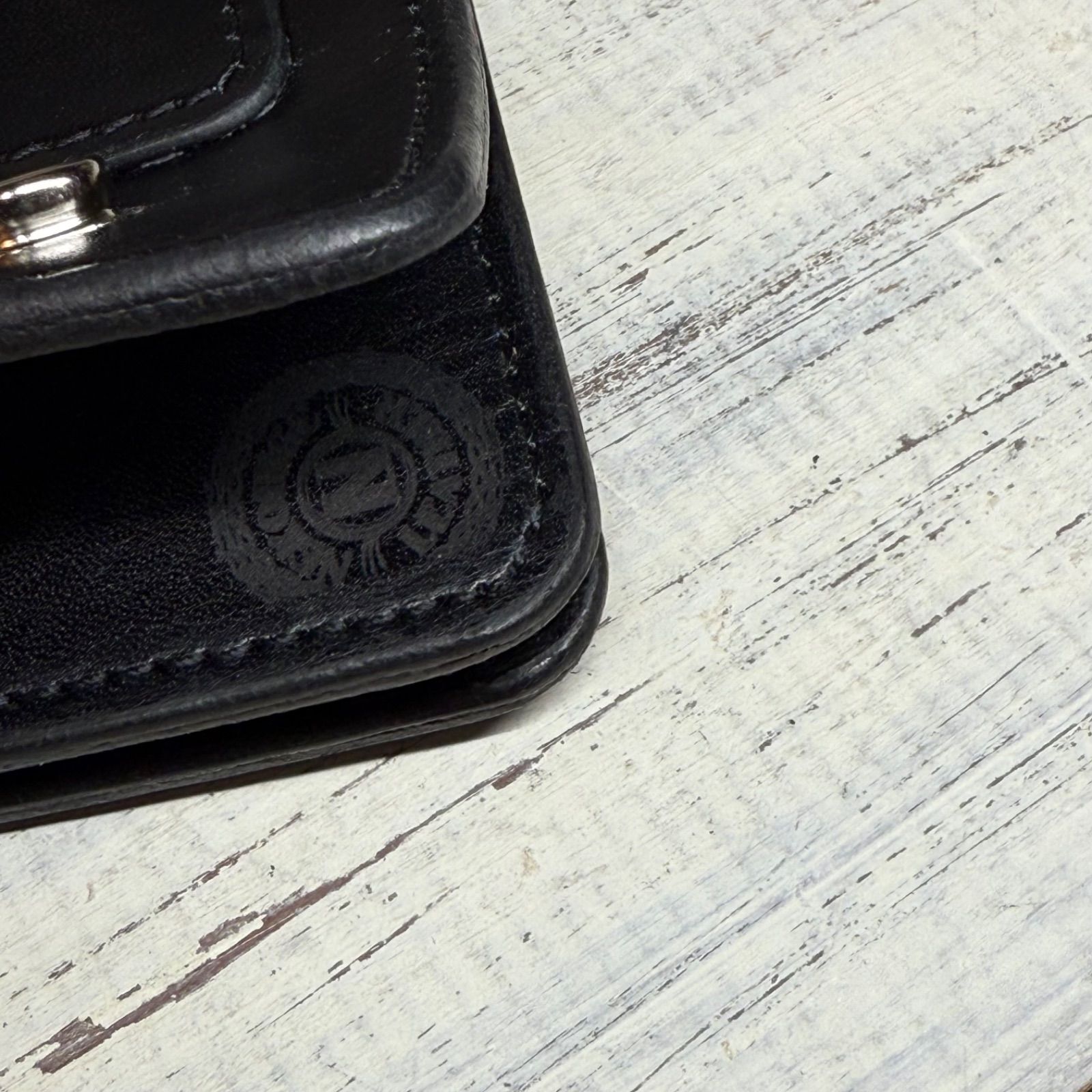 トラッカーウォレット ロング 3層】 ブラック 北米ステア シルバー YKK