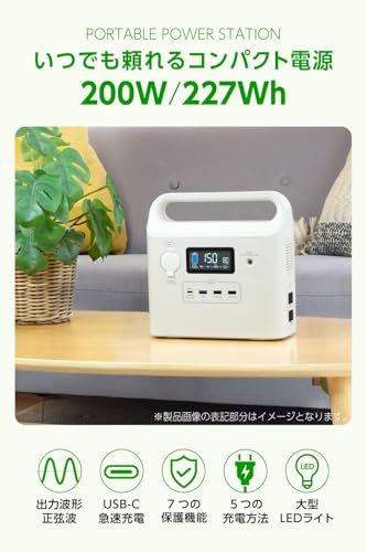 迅速に発送 200 Wポータブル電源 リチウムイオンバッテリー TL 152 W-KW 227 Wh 62400 mAh 軽量 小型 正弦波 USB-C 急速充電 PD対応 LEDライト搭載 ホワイト a 77735 0