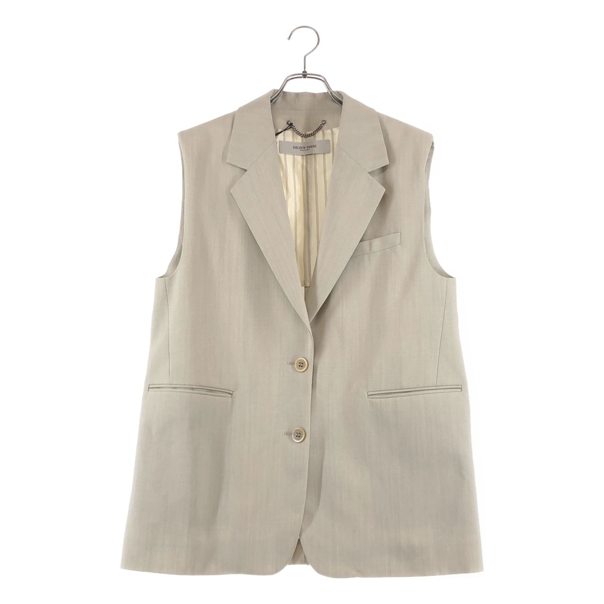 【美品】  GOLDEN  / ゴールデングース | ウール コットン シングルジレ ベスト | 40 | ベージュ | レディース 美品】 GOLDEN GOOSE / ゴールデングース | ウール コットン シングル