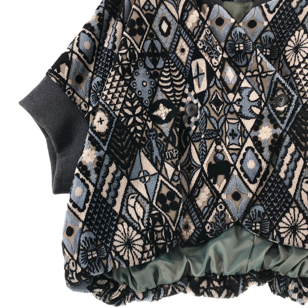 mina perhonen lumpy チュニック 総柄 ネイビー 38 美品】 mina perhonen / ミナペルホネン | symphony / 総柄 オーバー