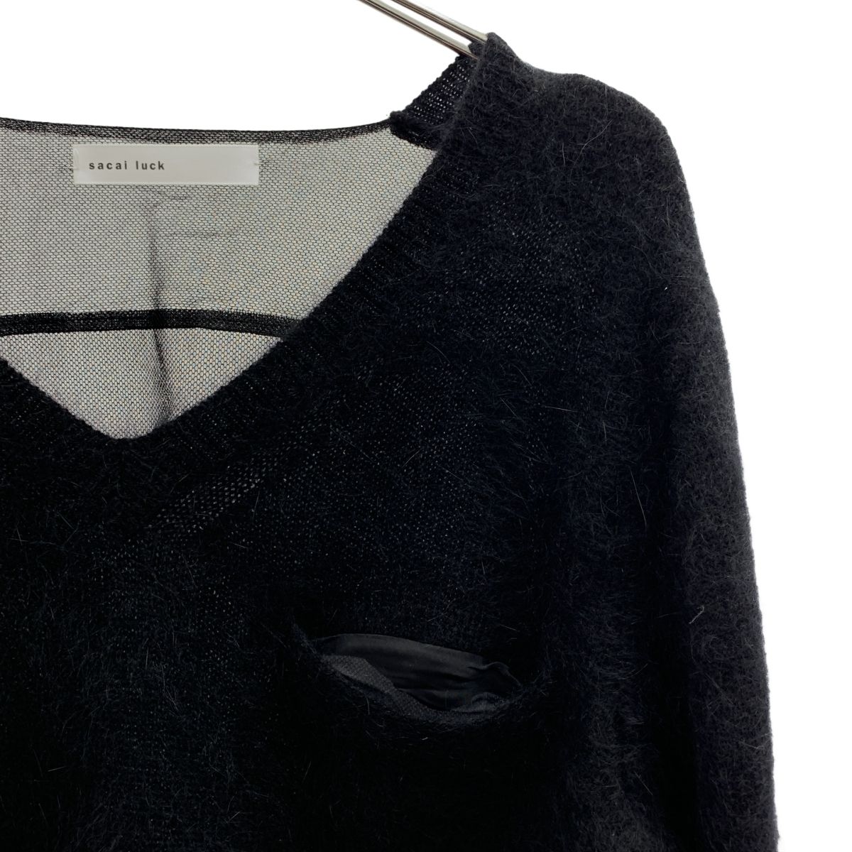 あかあかsacai luck サカイラック ニット　チュニック　アンゴラ sacai luck / サカイラック | アンゴラ Vネック シアー 切替 ニット