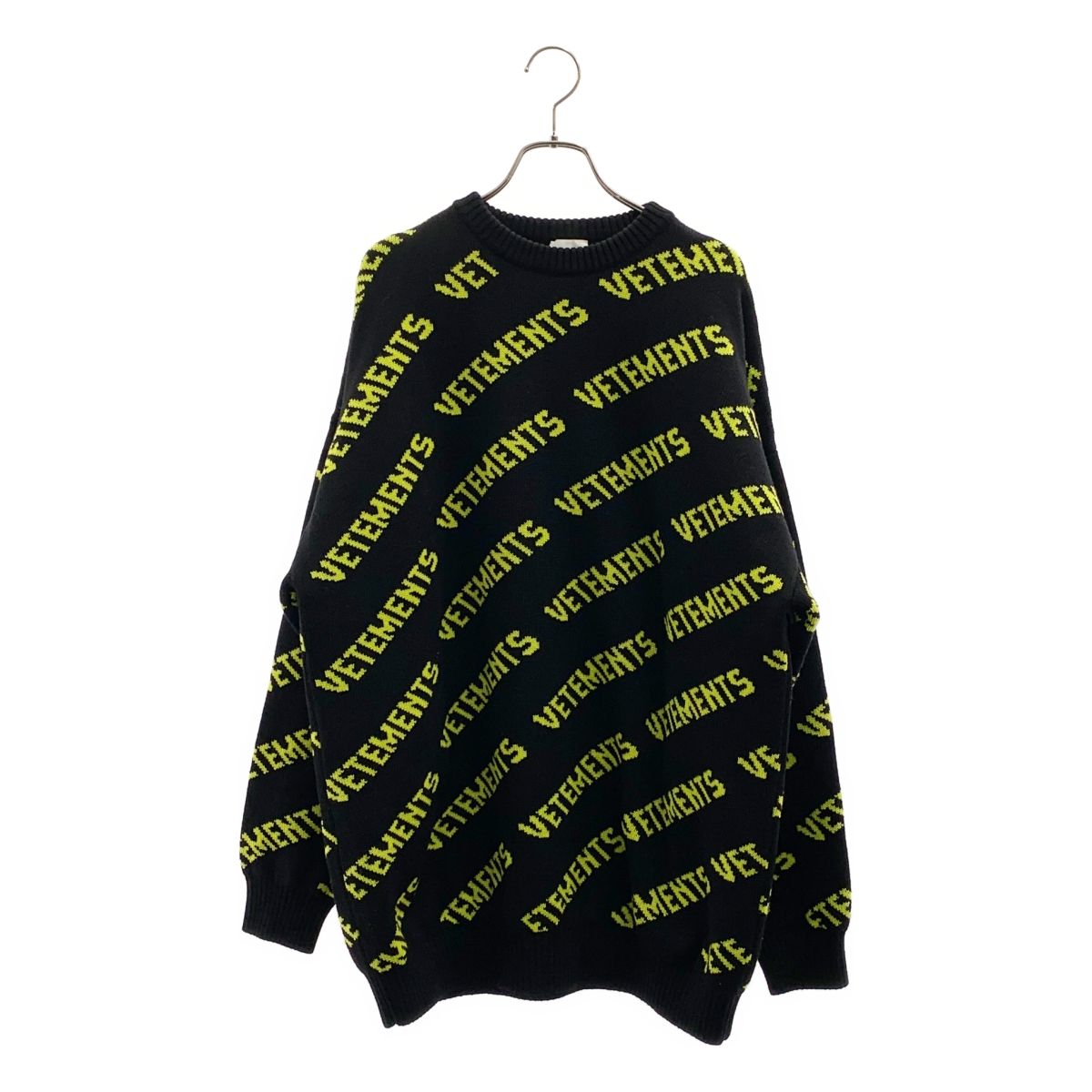 VETEMENTS / ヴェトモン | Monogram Knit ウール モノグラム ニット | S | ブラック/イエロー | メンズ VETEMENTS / ヴェトモン | Monogram Knit ウール モノグラム ニット