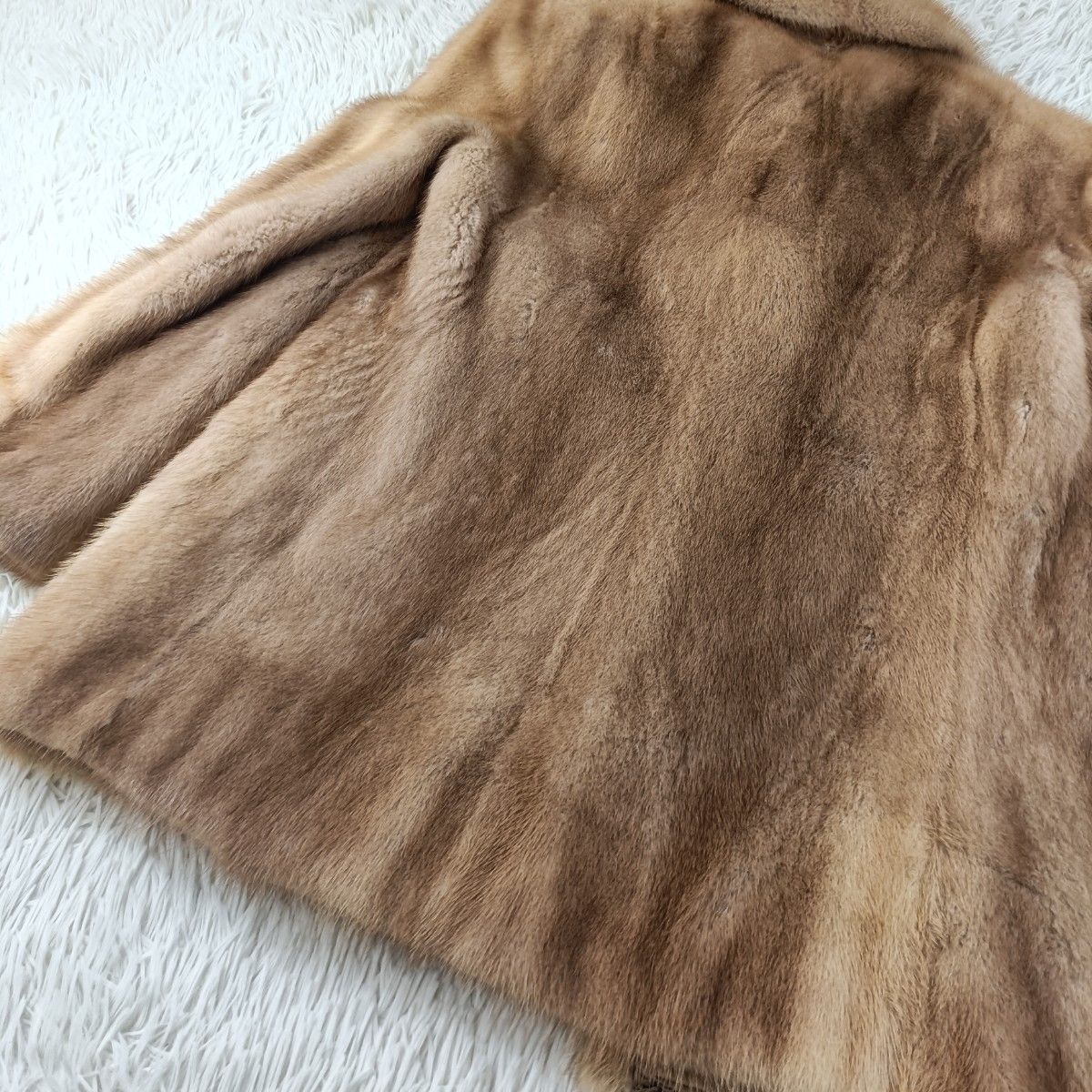 ミンク　本毛皮　ミドルコート　デミバフミンク　ショールカラー デミバフミンク ファーコート ブラウン 毛皮 ミドル丈 ショールカラー