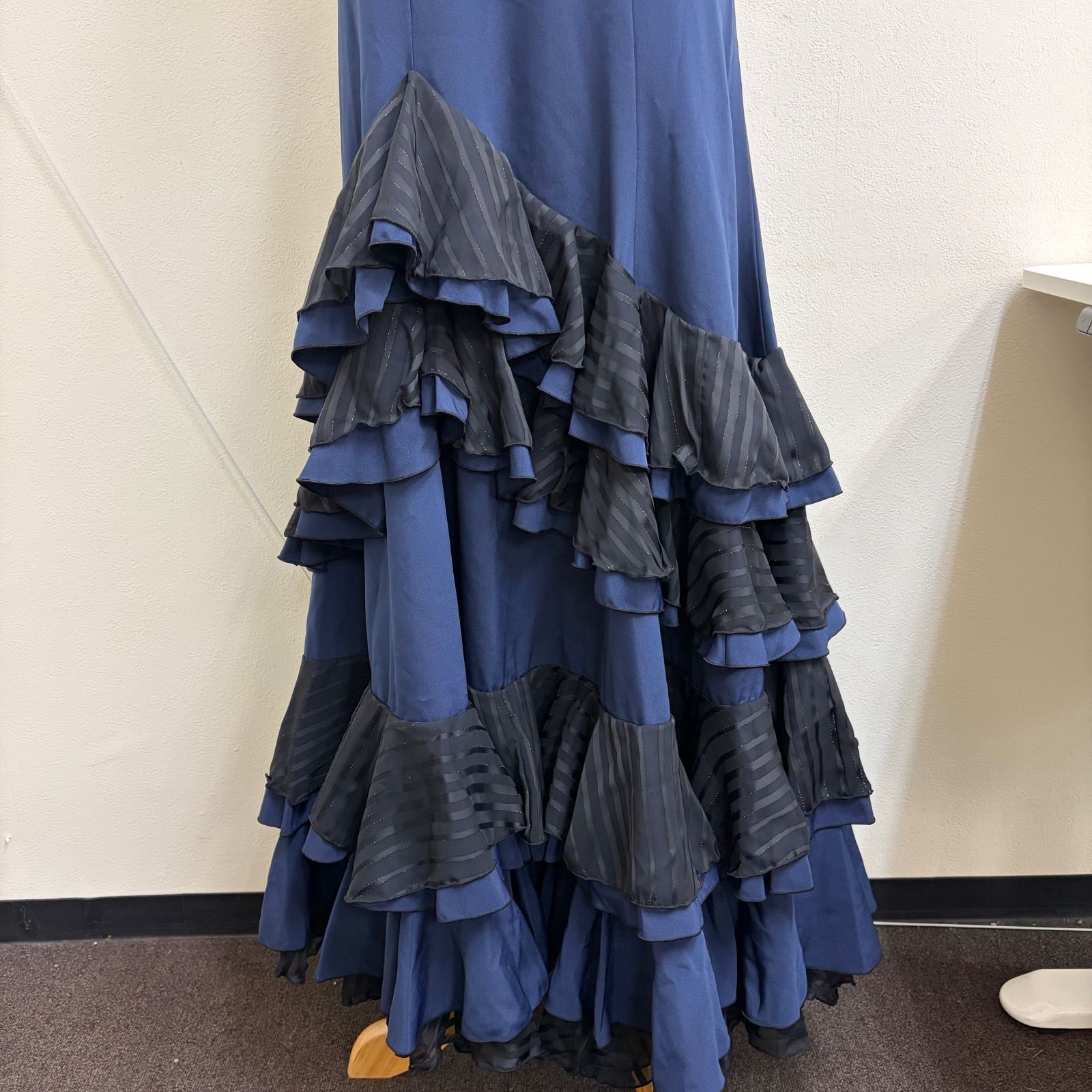 HERMOSA】 フラメンコ衣装 スカート ファルダ ネイビー ストライプ