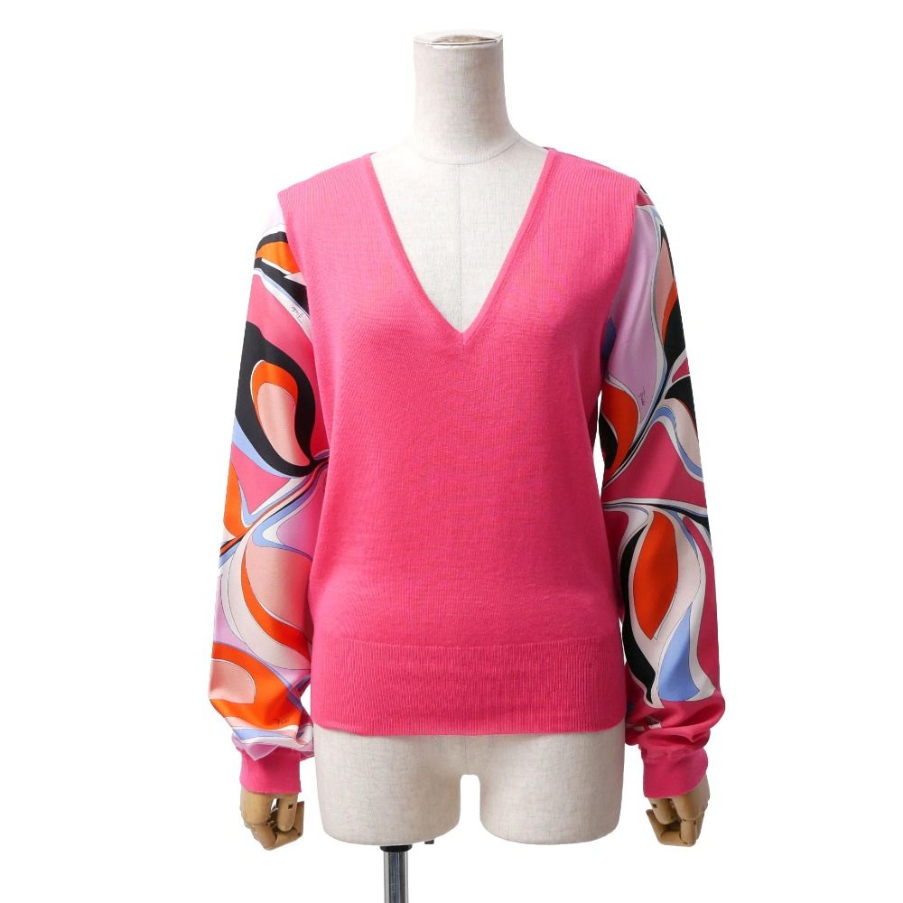 Emilio Pucci エミリオ・プッチ セーター サイズL プッチ柄 異素材切替