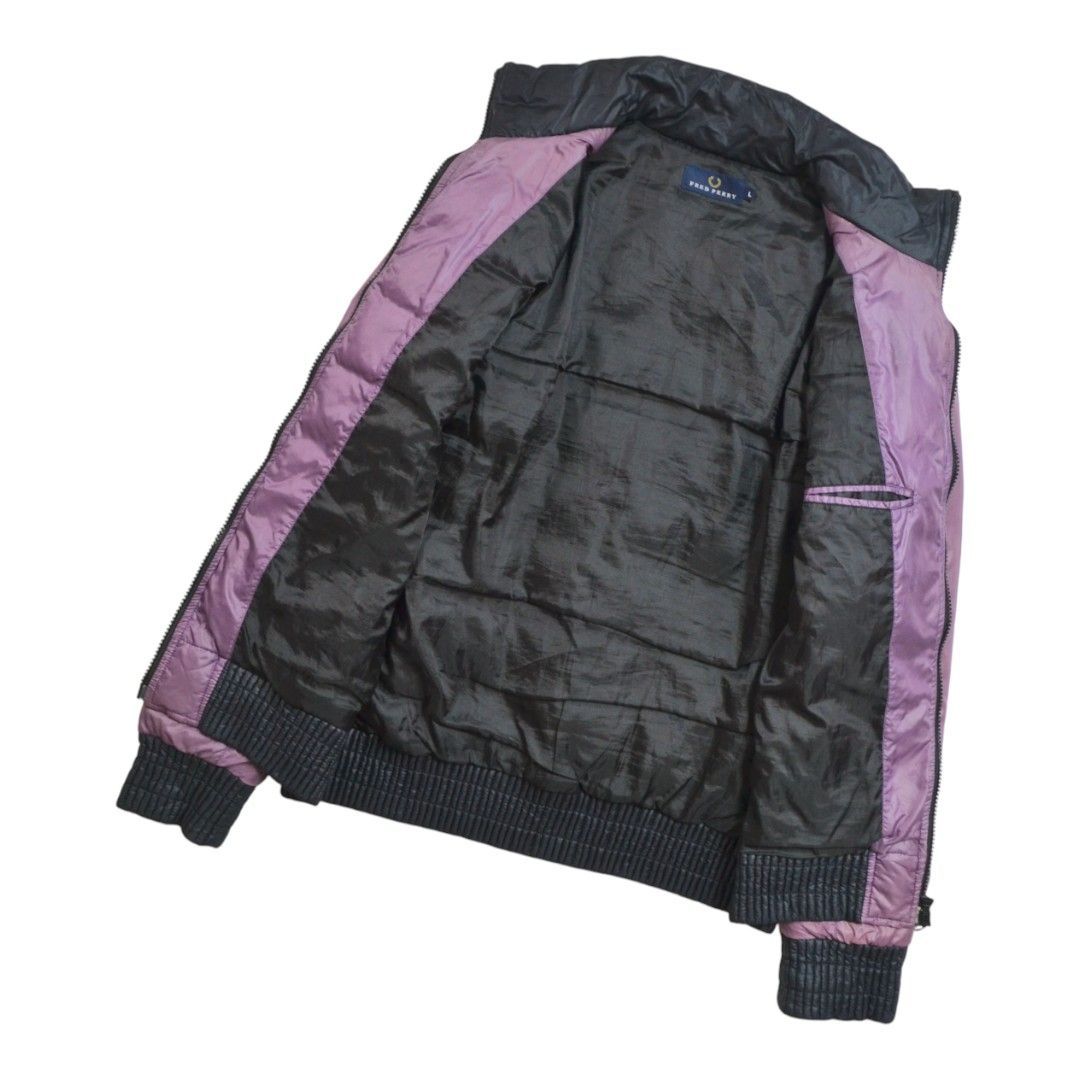 FRED PERRYフレッドペリー ハイネックリブライン ダウンジャケット L