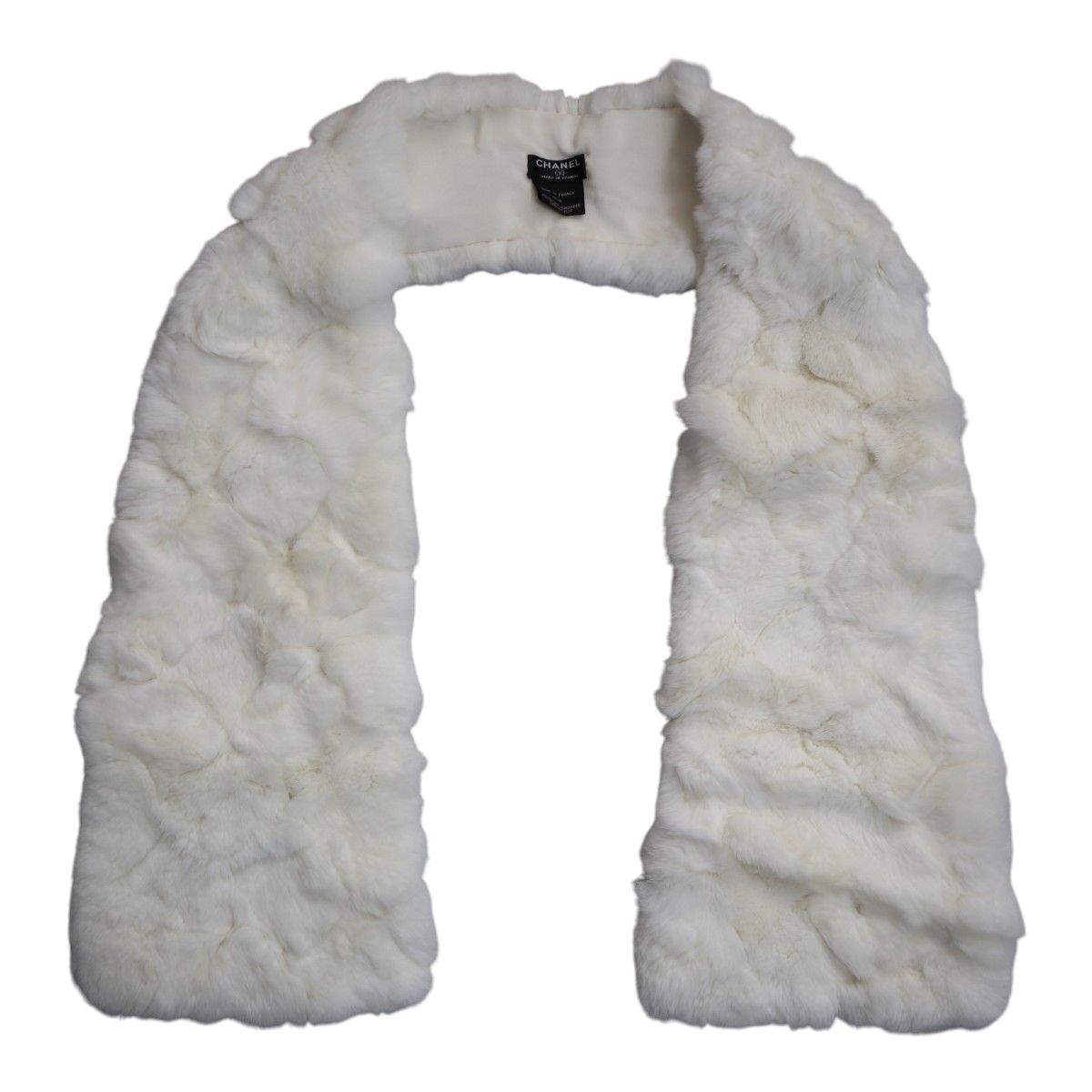 美品 CHANEL シャネル ラビットファーxシルク マフラー ストール