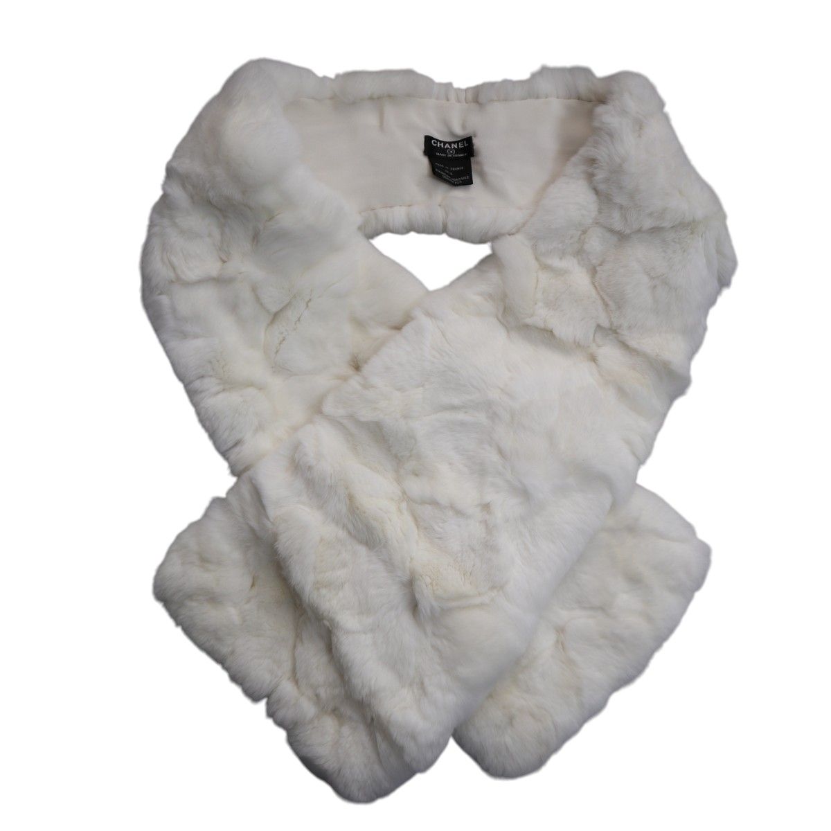 美品 CHANEL シャネル ラビットファーxシルク マフラー ストール
