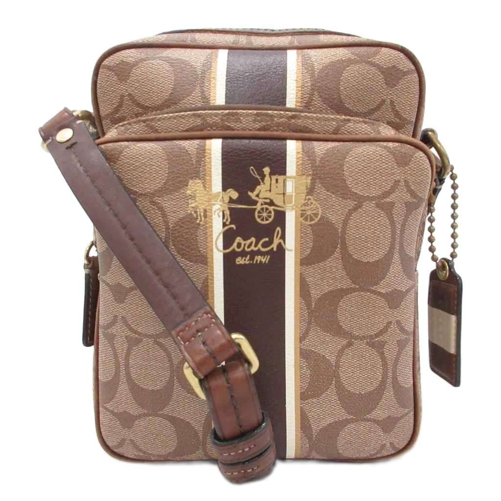 COACH コーチ ショルダーバッグ　ヘリテージ　ストライプ　シグネチャー COACH】コーチ『ヘリテージ ストライプ シグネチャー フライトバッグ