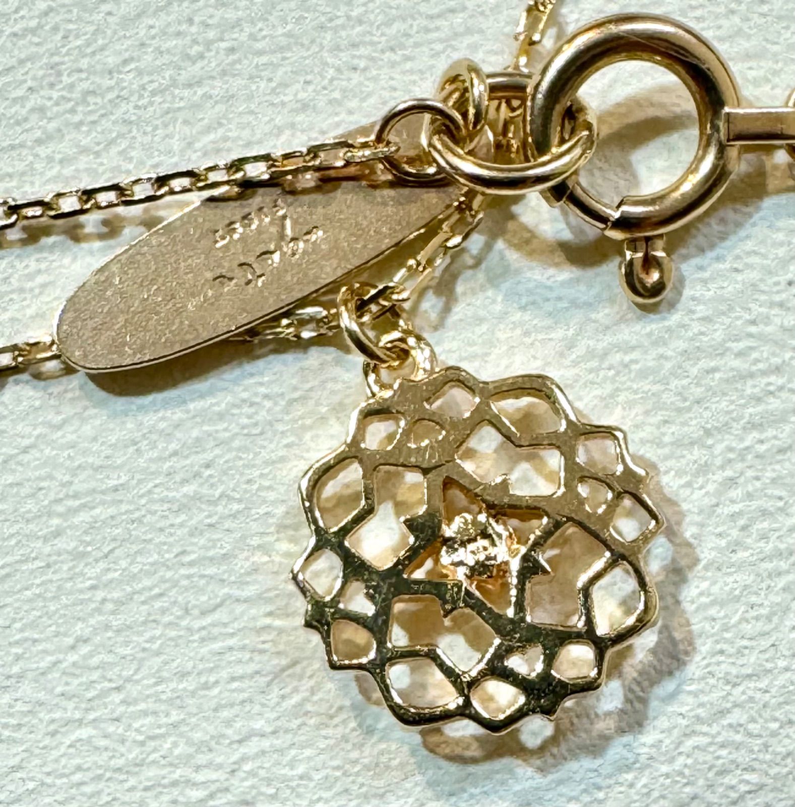 agete◇K10PG*透かしチャームネックレス*アガット*ピンクゴールド