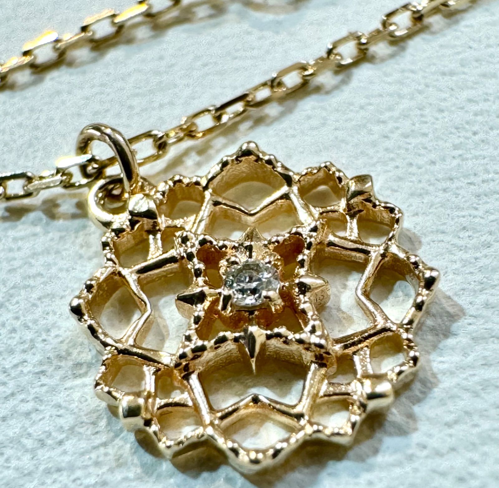 agete◇K10PG*透かしチャームネックレス*アガット*ピンクゴールド