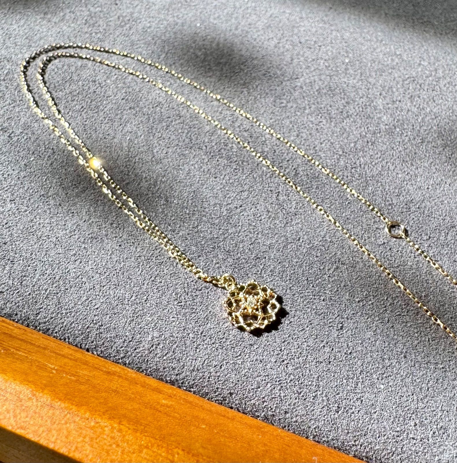 agete◇K10PG*透かしチャームネックレス*アガット*ピンクゴールド