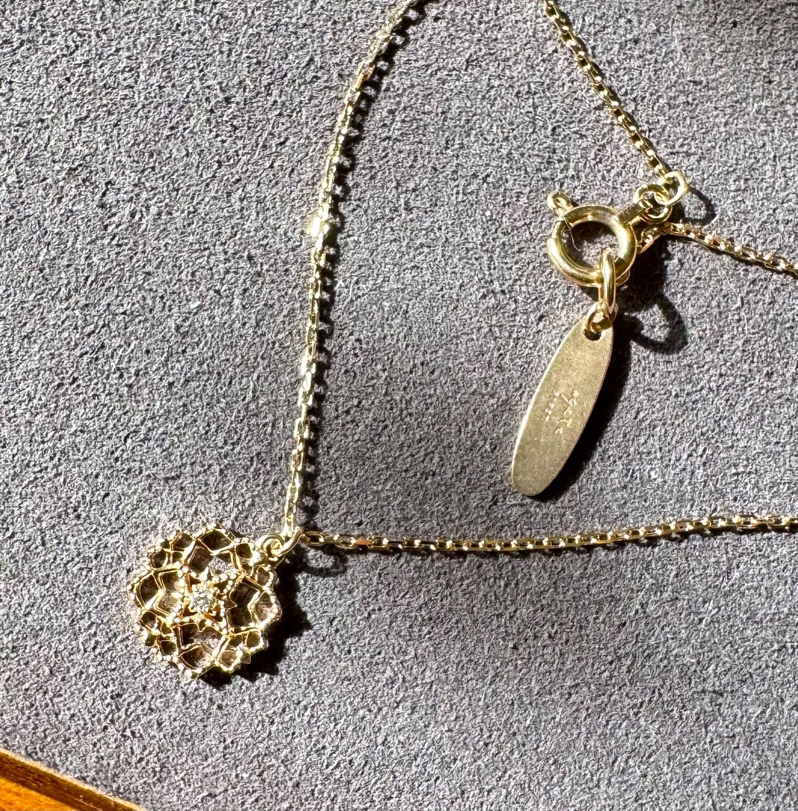 Ageteアガット　透かしネックレスチャーム agete◇K10PG*透かしチャームネックレス*アガット*ピンクゴールド