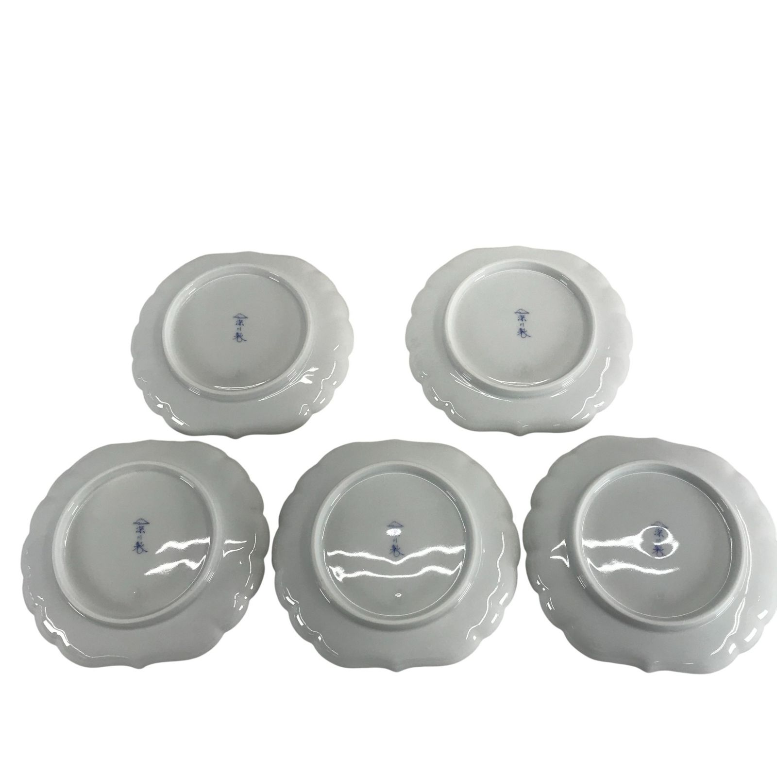 2727 深川製磁 六歌仙 菊中割和皿揃 5客 未使用 深川製磁 六歌仙 菊中