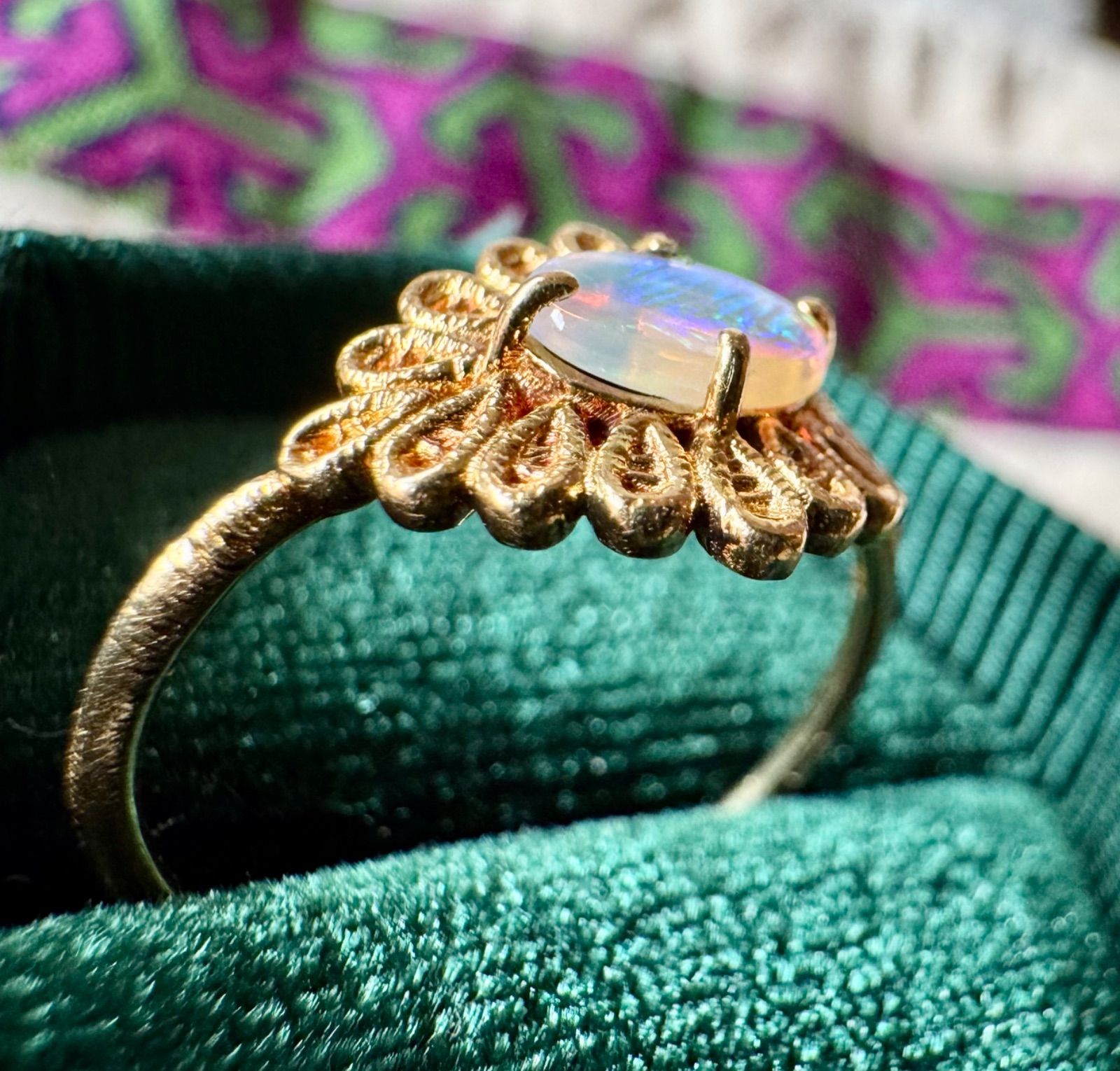 ete◇K18YG*11号*オパールリング*フラワー*イエローゴールド*エテ