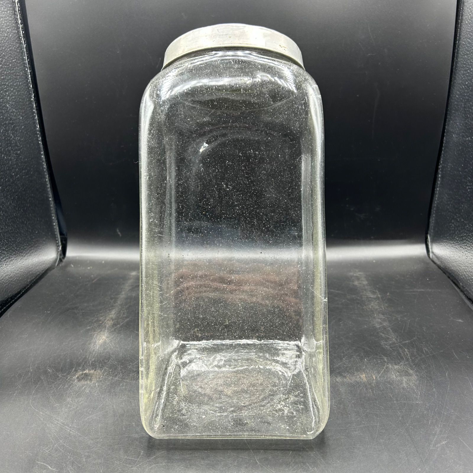 昭和レトロ 大きめ お菓子瓶 ガラス あめや瓶 アルミ蓋 駄菓子 当時物