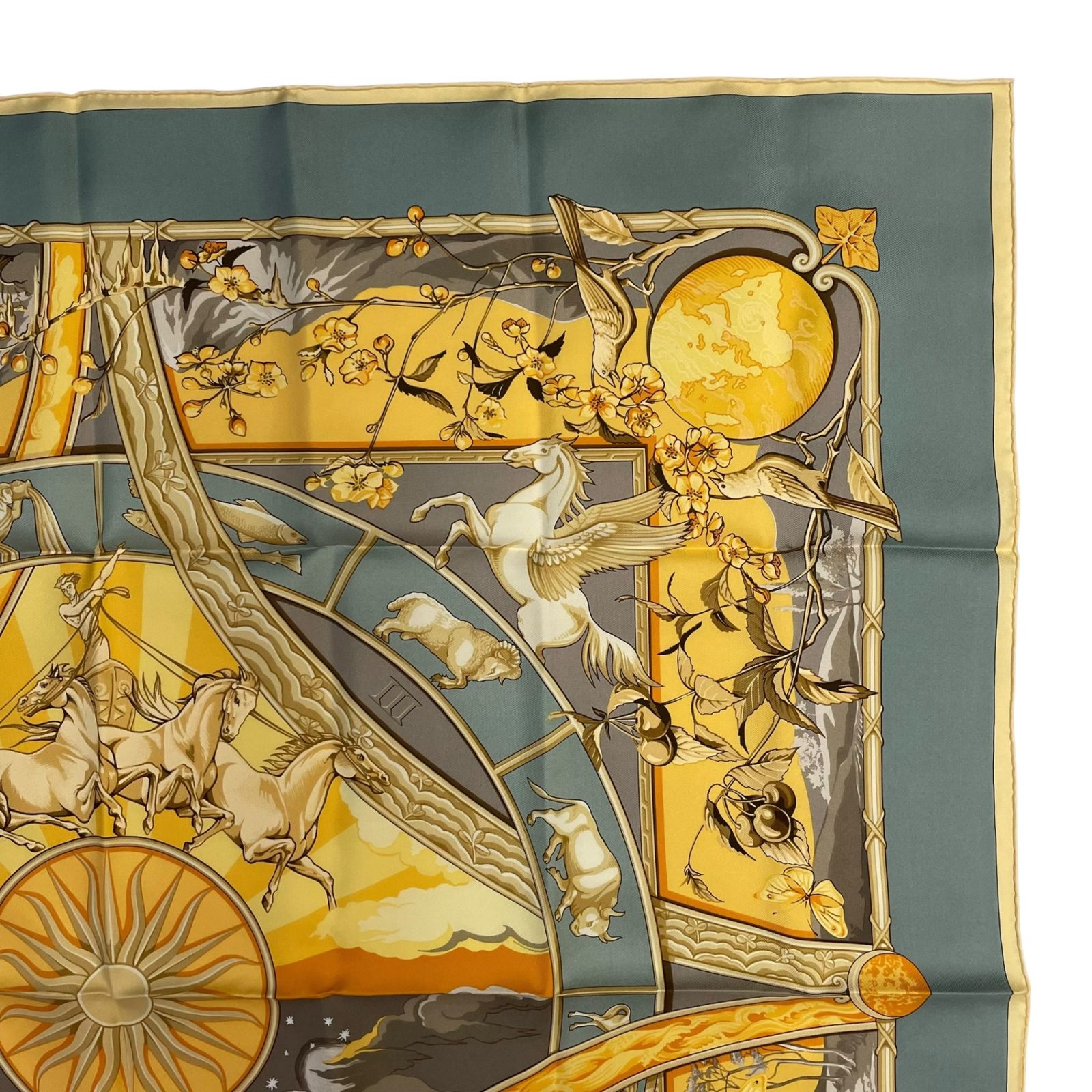 新品同様 HERMES エルメス カレ90 スカーフ シルク100％ RYTHMES DU