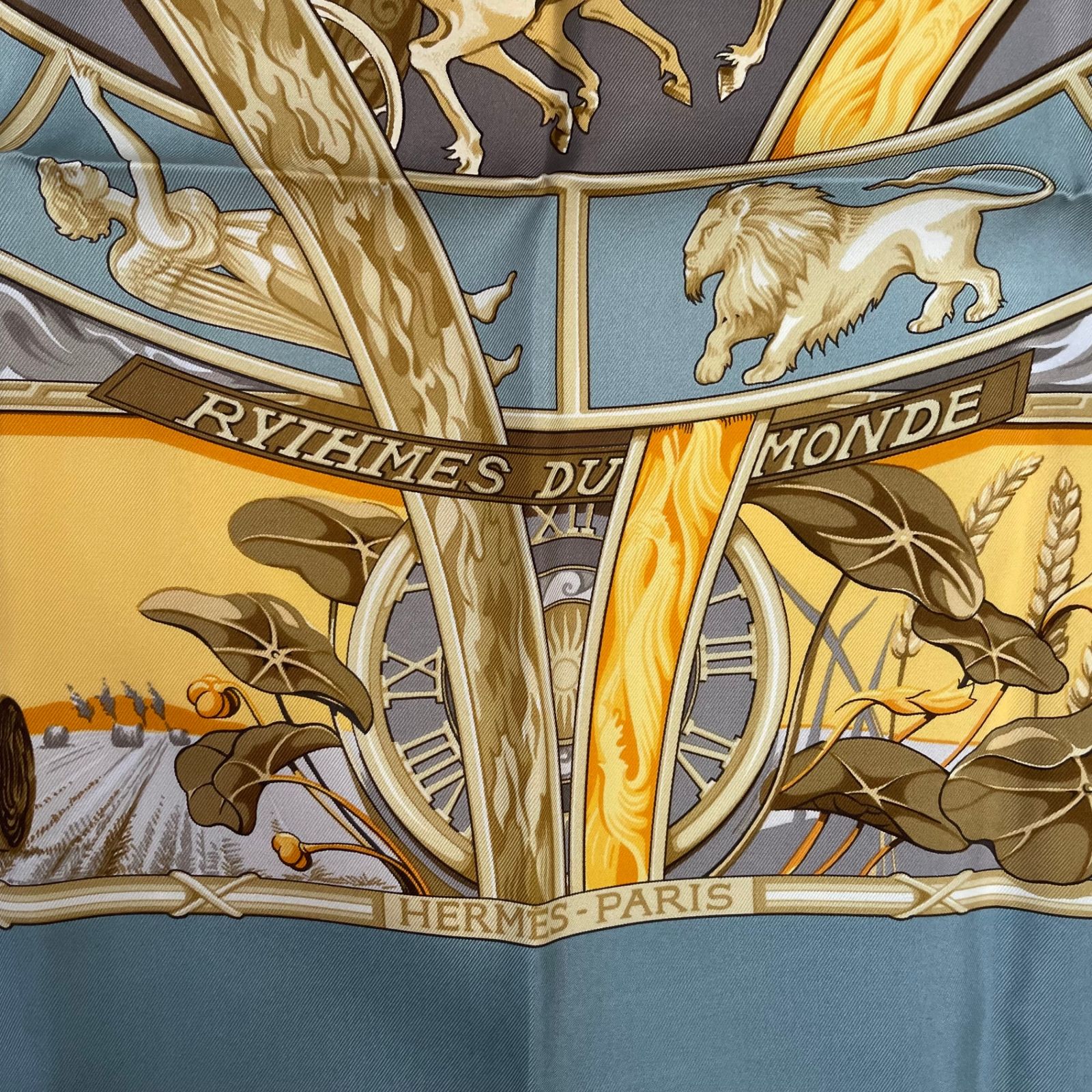 新品同様 HERMES エルメス カレ90 スカーフ シルク100％ RYTHMES DU