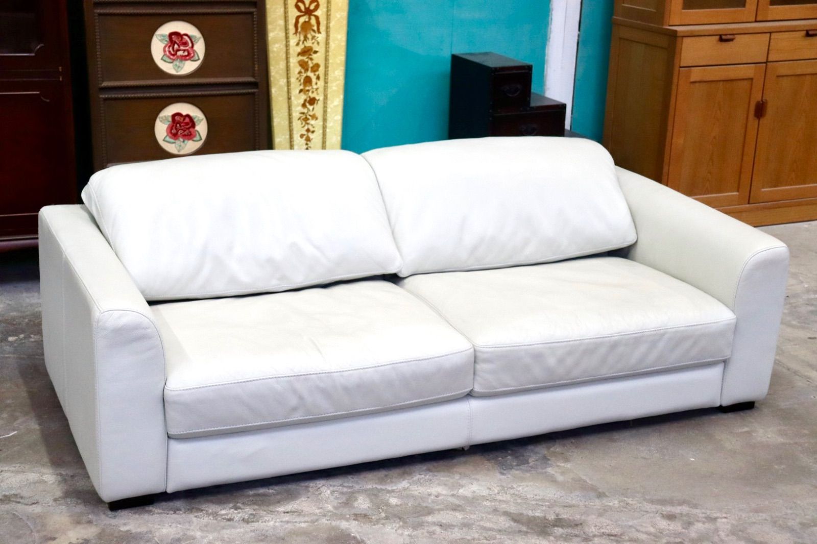  GMIK801○ACTUS アクタス CASTRO カストロ 2 5人掛けソファ ラブソファ 長椅子 本革 ホワイト スタイリッシュ モダン 幅180cmソファ 2人掛け 3人掛けソファ ソファ ソファベッド