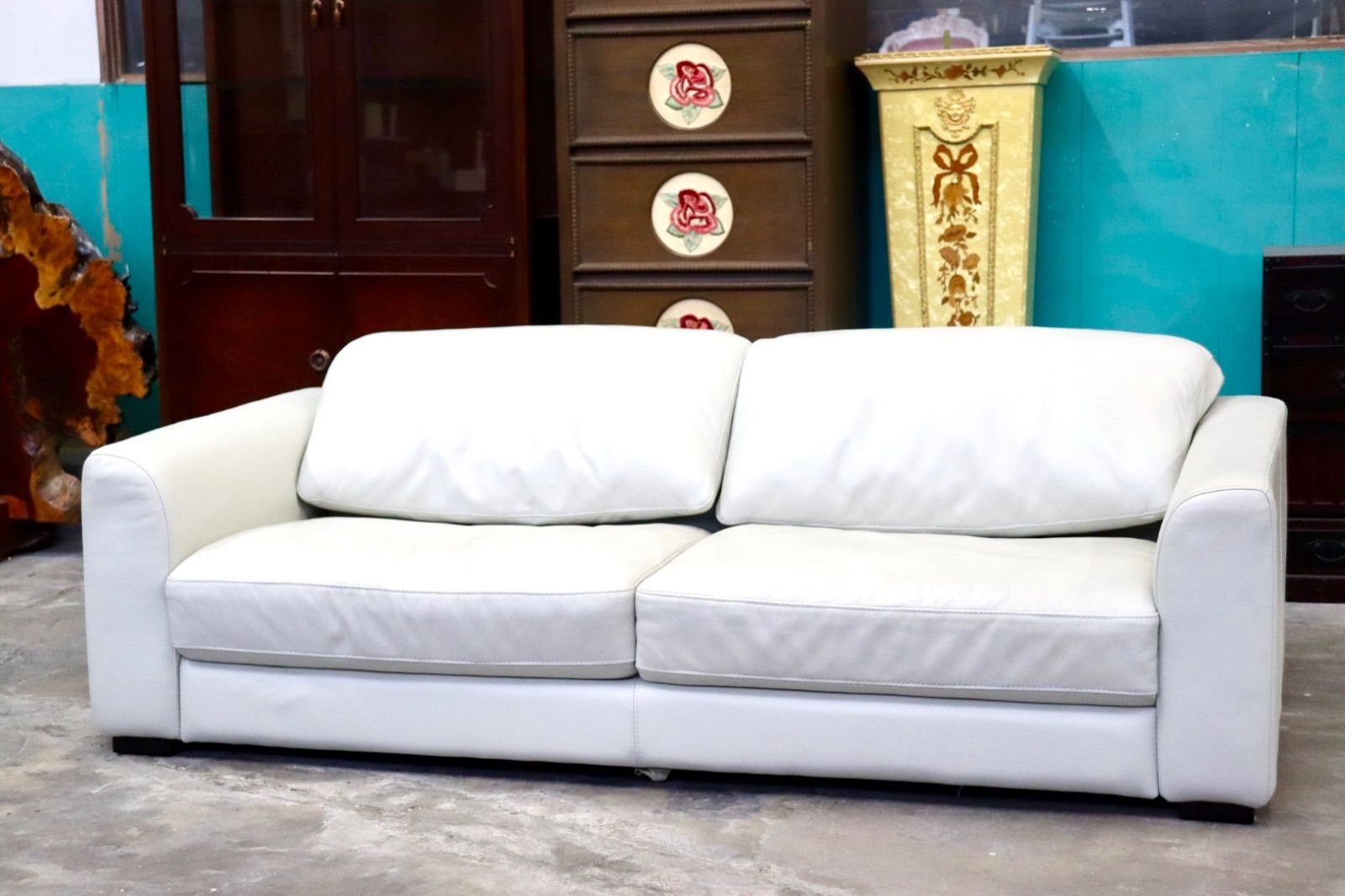 GMIK801○ACTUS アクタス CASTRO カストロ 2 5人掛けソファ ラブソファ 長椅子 本革 ホワイト スタイリッシュ モダン