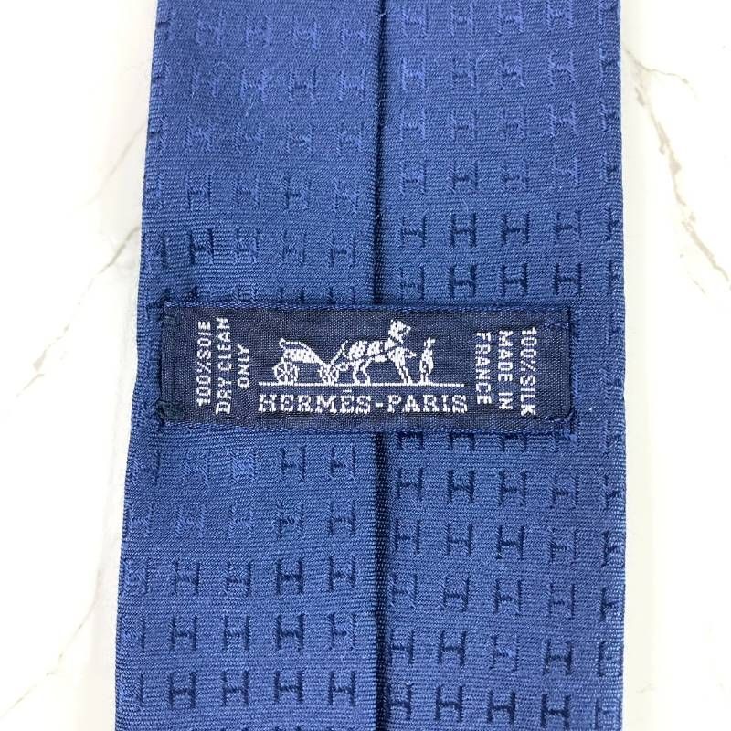 未使用に近い HERMES エルメス ネクタイ ファソネ H柄 H織 ソリッド