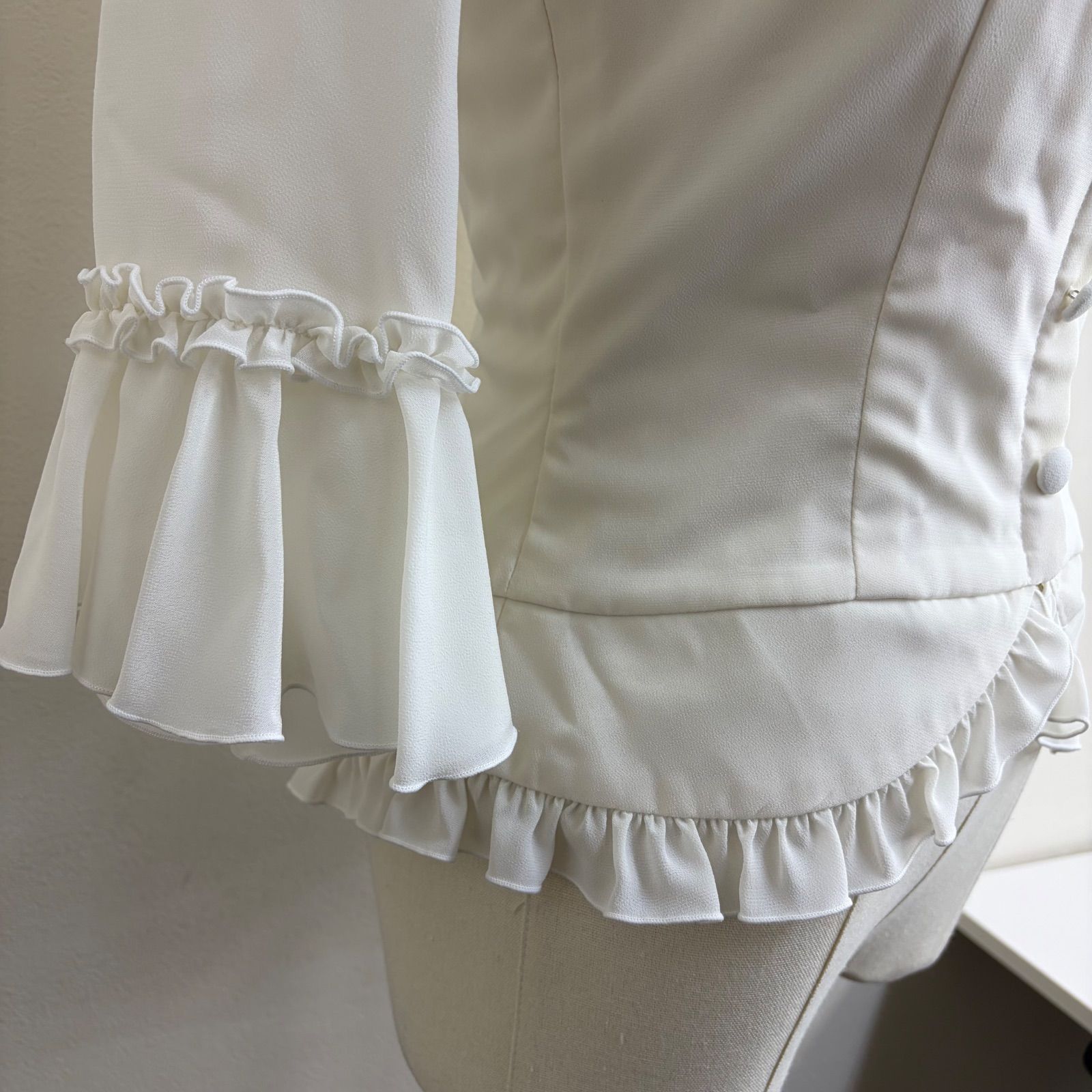 HERMOSA】フラメンコ衣装 トップス フリル袖 ホワイト 白 七分袖