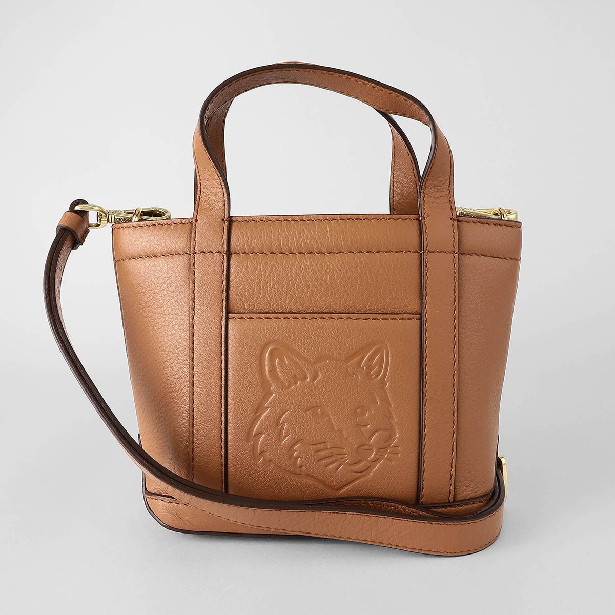 Maison Kitsuné ブラウントートバッグ キーリング付き 新品 メゾン キツネ MAISON KITSUNE トートバッグ レザー ミニ トート