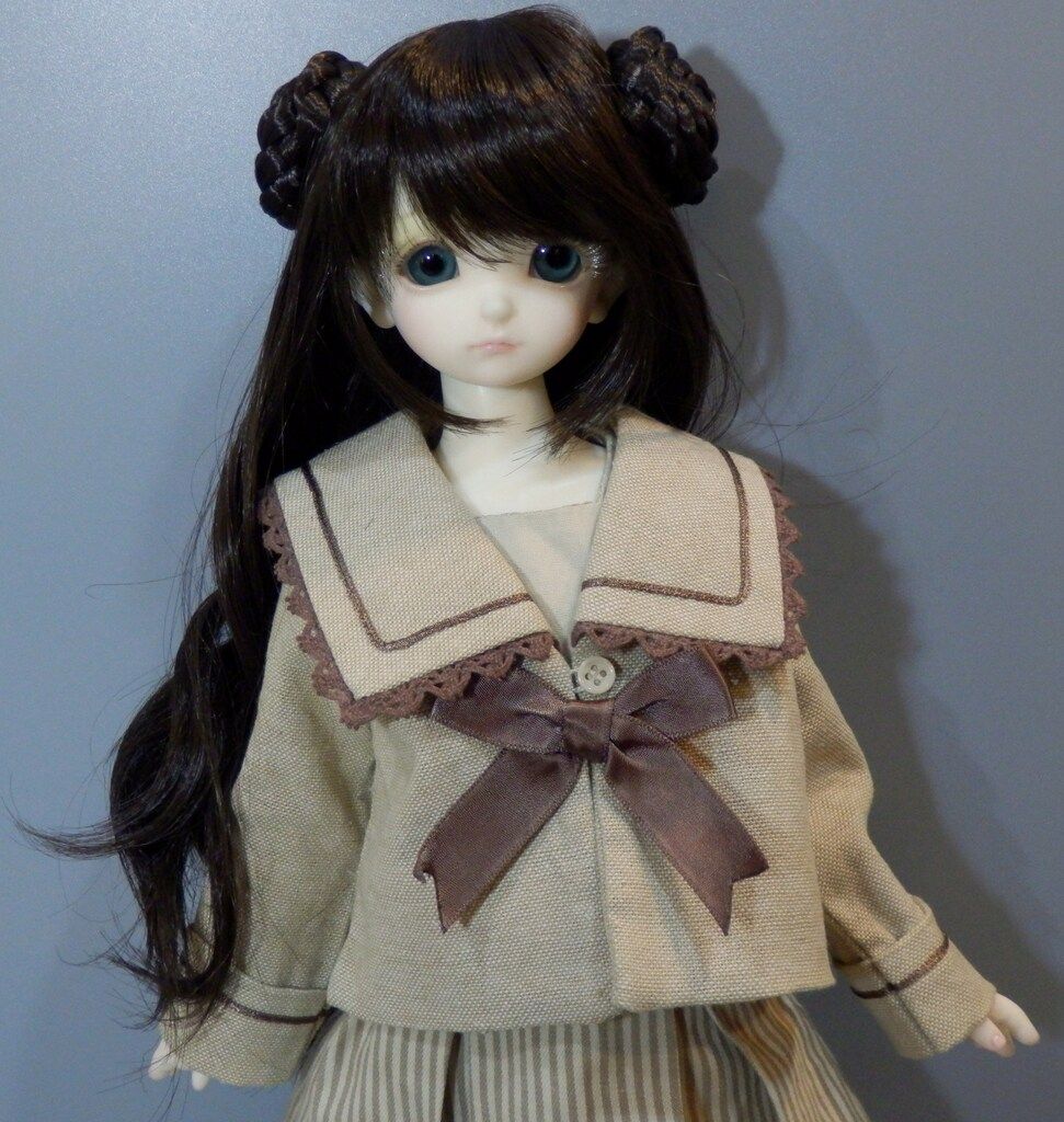 耐熱ドールウィッグ ひめかずら+ M-E-DA 三つ編みお団子ロング ダーク