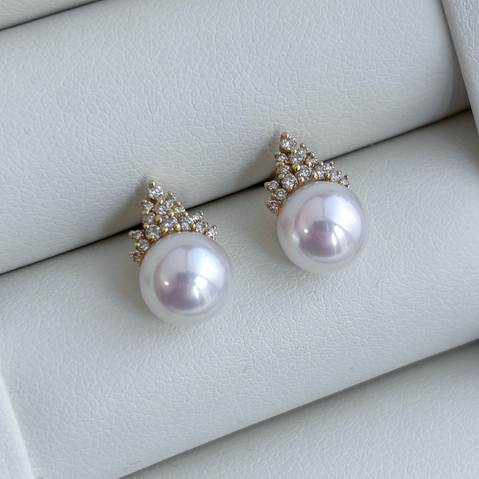 あこや本真珠 テリ抜群 K18ピアス 8-8.5mm ダイヤモンド - メルカリ