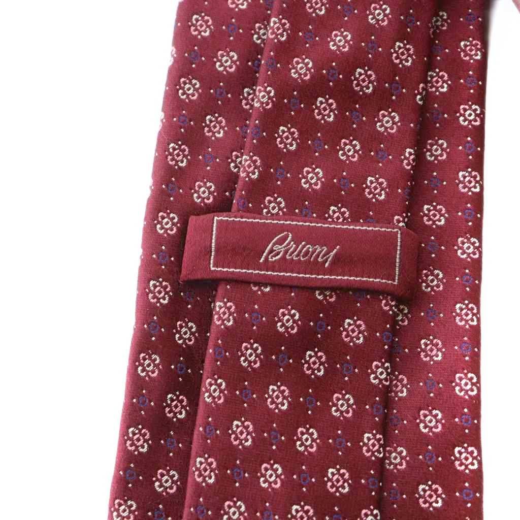 ブリオーニ BRIONI ネクタイ レギュラータイ 絹 シルク ロゴ 総柄 赤