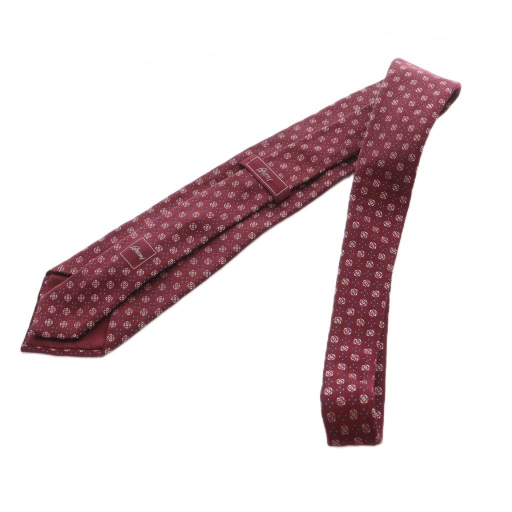 ブリオーニ BRIONI ネクタイ レギュラータイ 絹 シルク ロゴ 総柄 赤