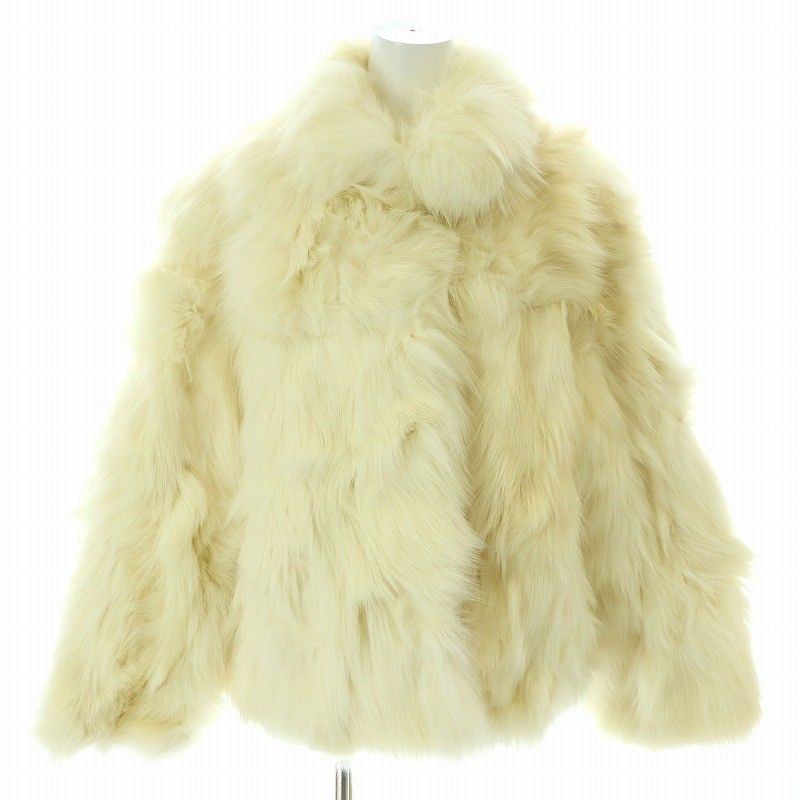 ノーブランド シルバーフォックス ファーコート ミドル 総裏地 ベージュ 11号 ノーブランド シルバーフォックス ファーコート ミドル 総裏地