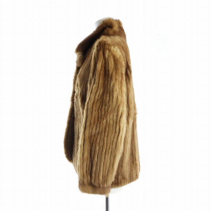 SAGAサガミンク 金サガ 毛皮 ミンクファーコート ブラウン 13号 刺繍裏地 サガミンク SAGA MINK 銀サガ ELEGANS 毛皮コート ミンクファー ミドル