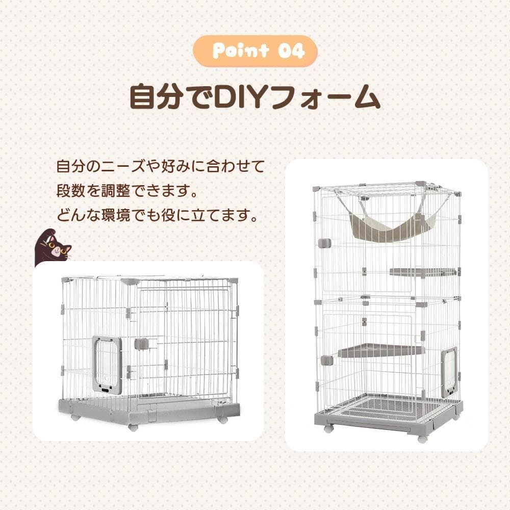 新品猫 ケージ キャットケージ 2段 2WAY 多頭飼い ネコ1616-160 - メルカリ