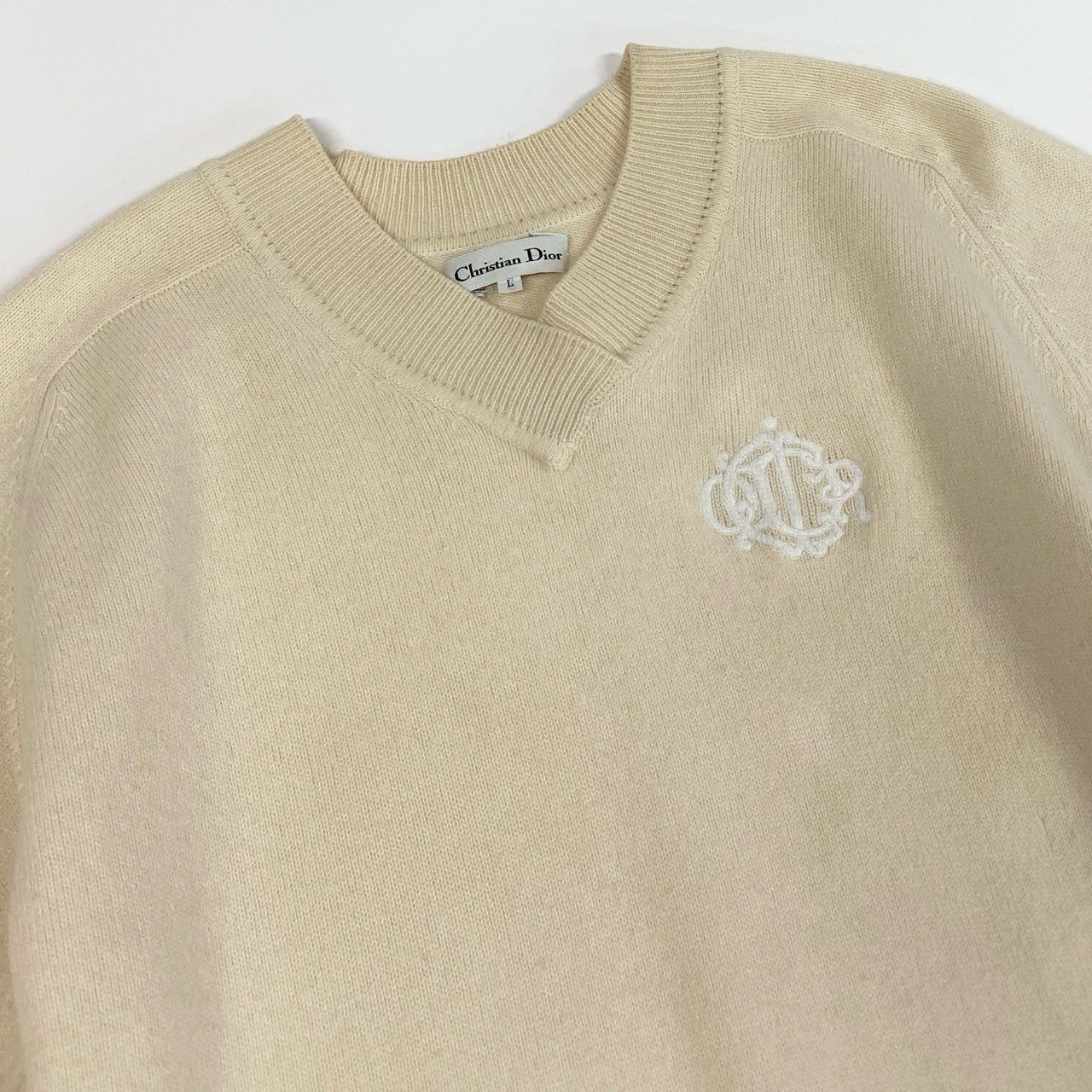 42a23 Christian Dior クリスチャンディオール エンブレムロゴ ニット
