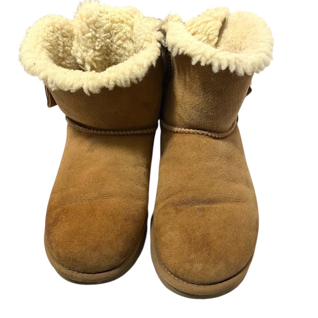 アグ UGG リボン ビジュー ムートンブーツ キャメル ブラウン 25cm