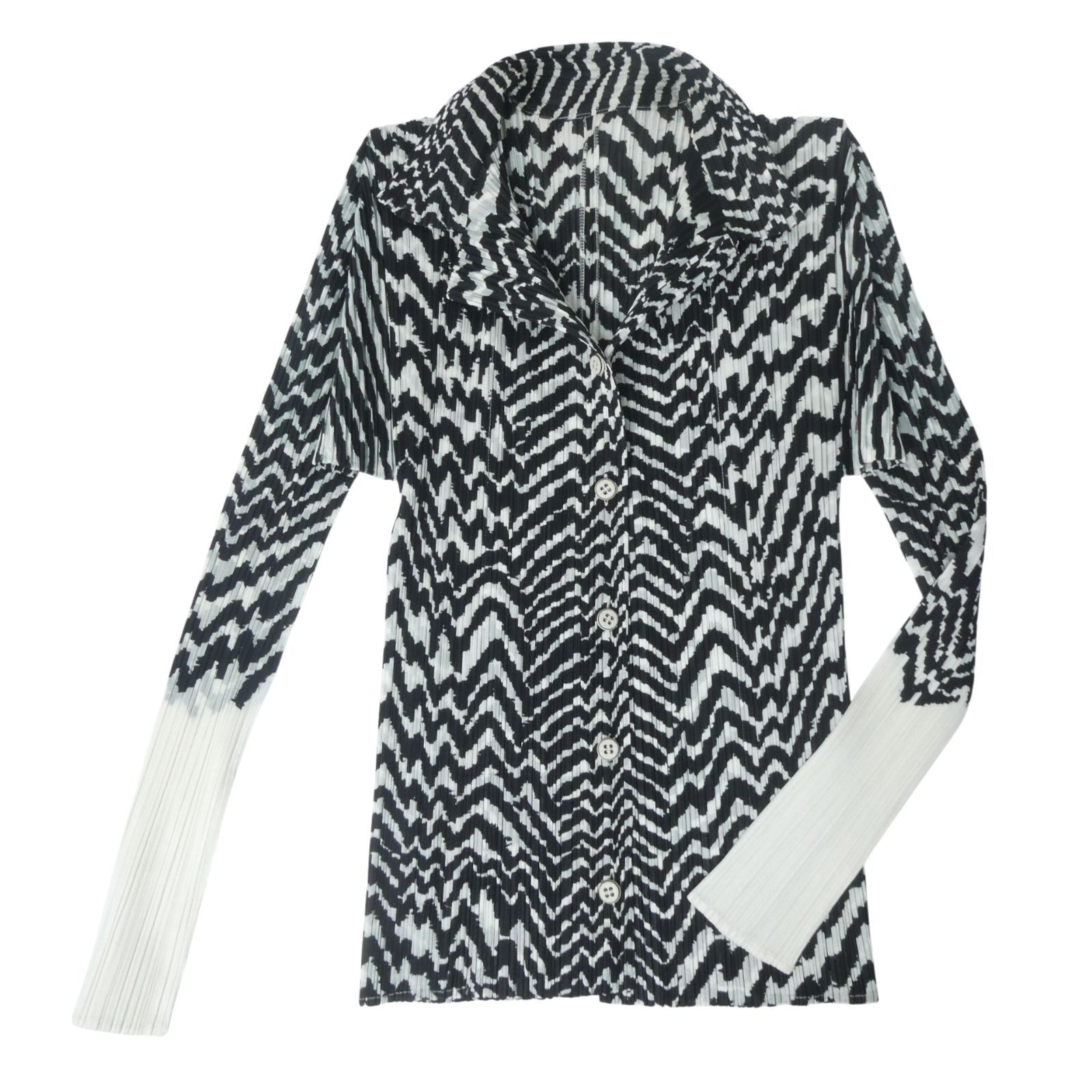 w*様 PLEATS PLEASE レア　ストライプ柄 長袖シャツ 美品 PLEATS PLEASE ISSEY MIYAKE プリーツプリーズ イッセイミヤケ 総