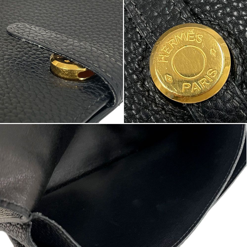 HERMES エルメス ドゴンGM 長財布 小銭入れ □H刻印 2004年 ブラック 