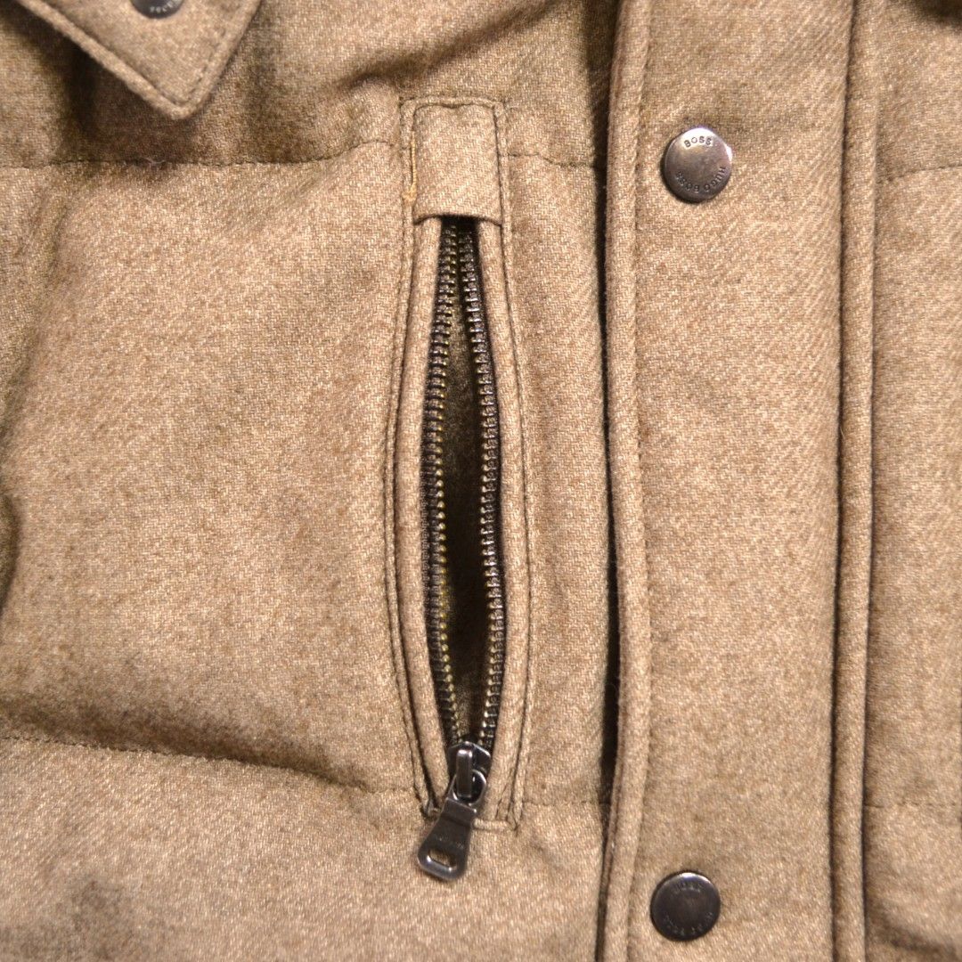 極美品】HUGO BOSSヒューゴボス DERY2ウール混ツイードフード着脱 