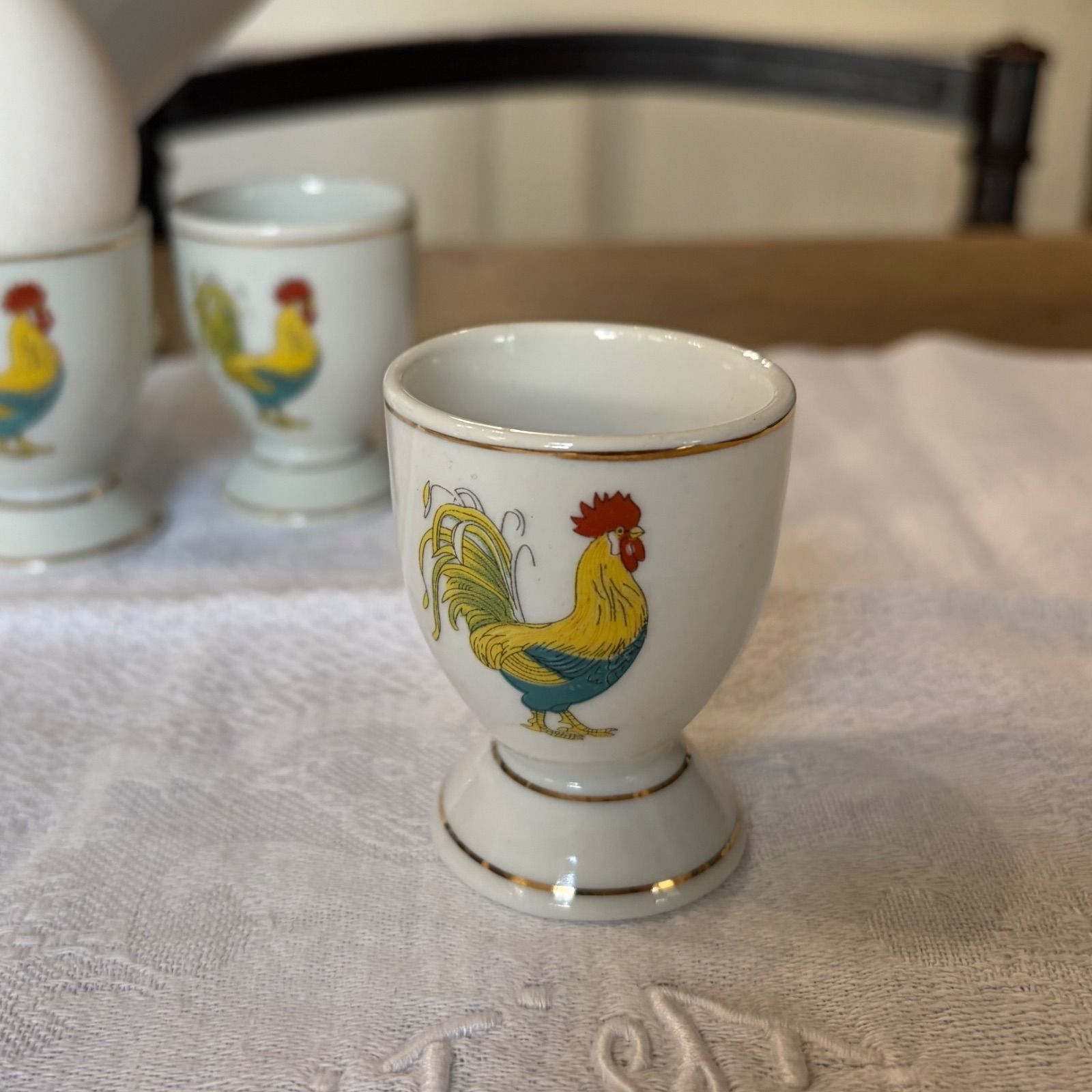 フランスアンティークコクティエ エッグスタンド 蜂とトンボ ラスト