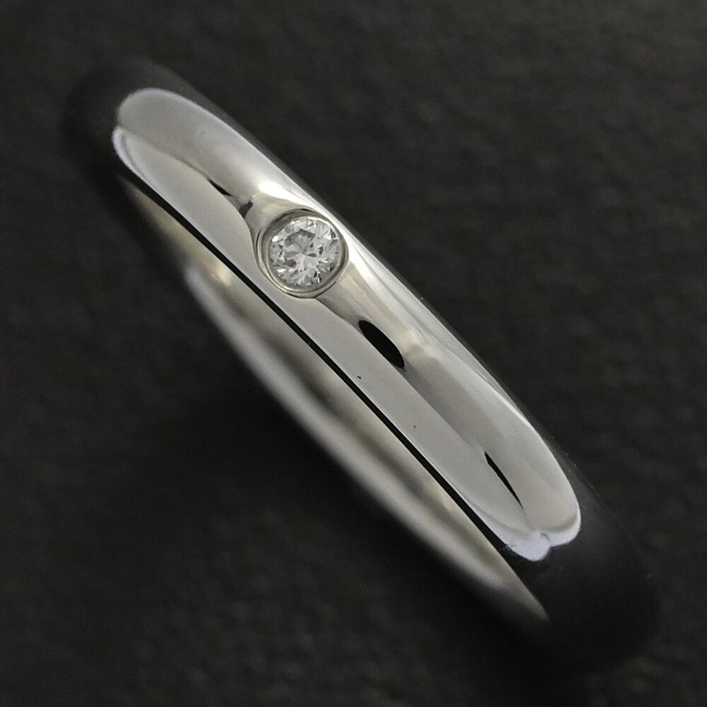 ティファニー スタッキングバンド 1粒 ダイヤモンド リング 指輪/Pt950