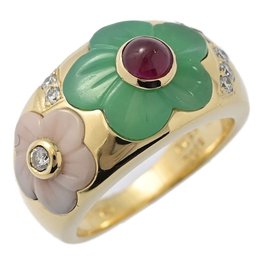 ポンテヴェキオ フラワーパターン ター エナメル ルビー ダイヤモンド