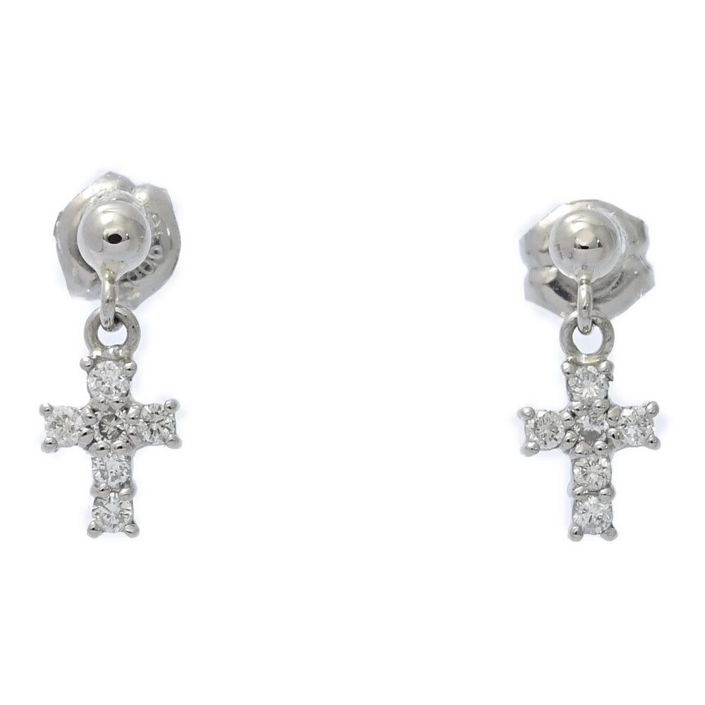 0.06ct/クロスモチーフ ダイヤモンド ピアス/Pt900-1.0g/プラチナ 【S
