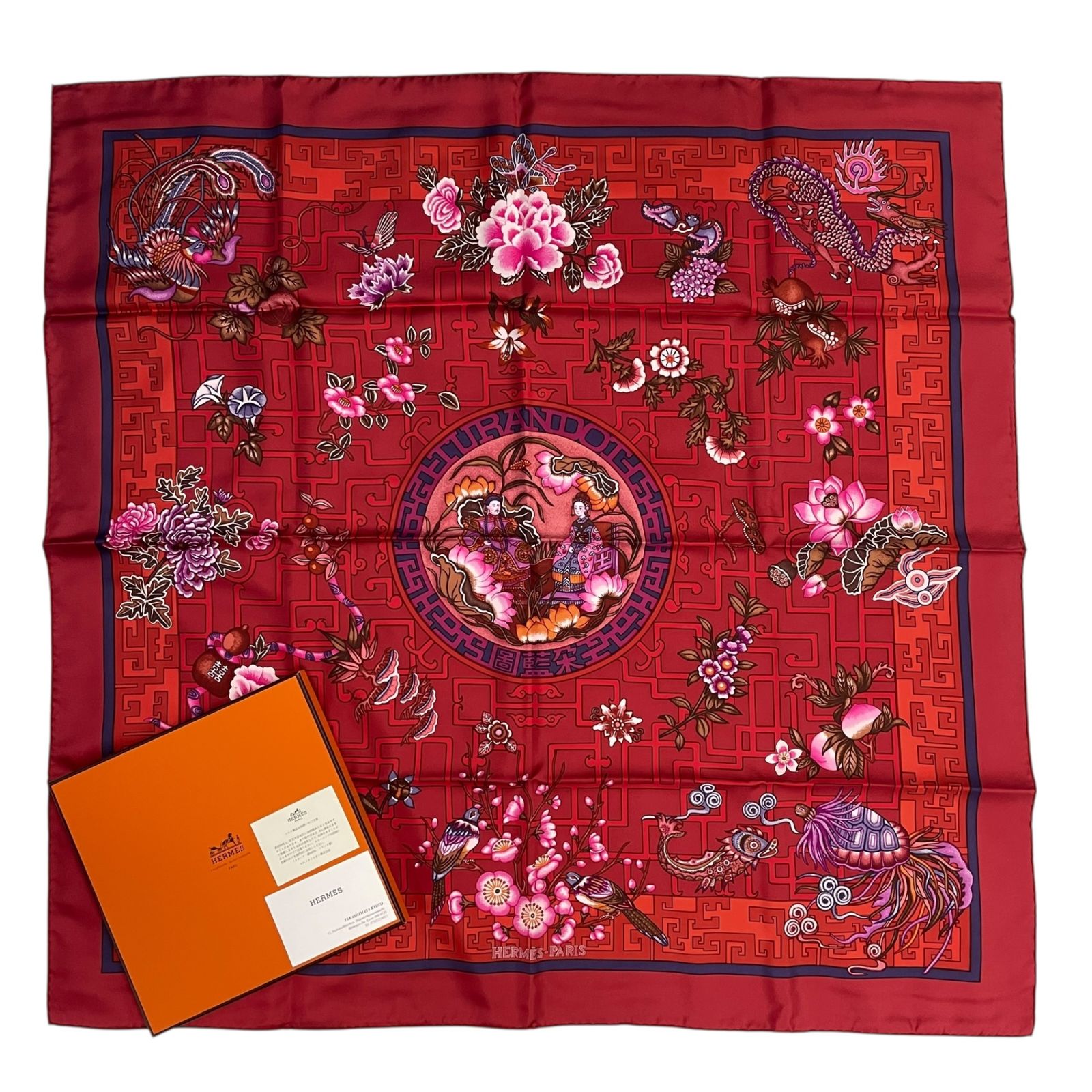 未使用品 HERMES エルメス カレ90 シルク100％ スカーフ TURANDOT