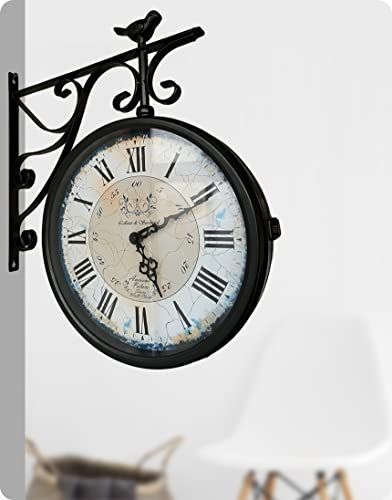 両面電波掛け時計 manbo-cr 直径31cm 電波時計 無音 プレゼント 壁